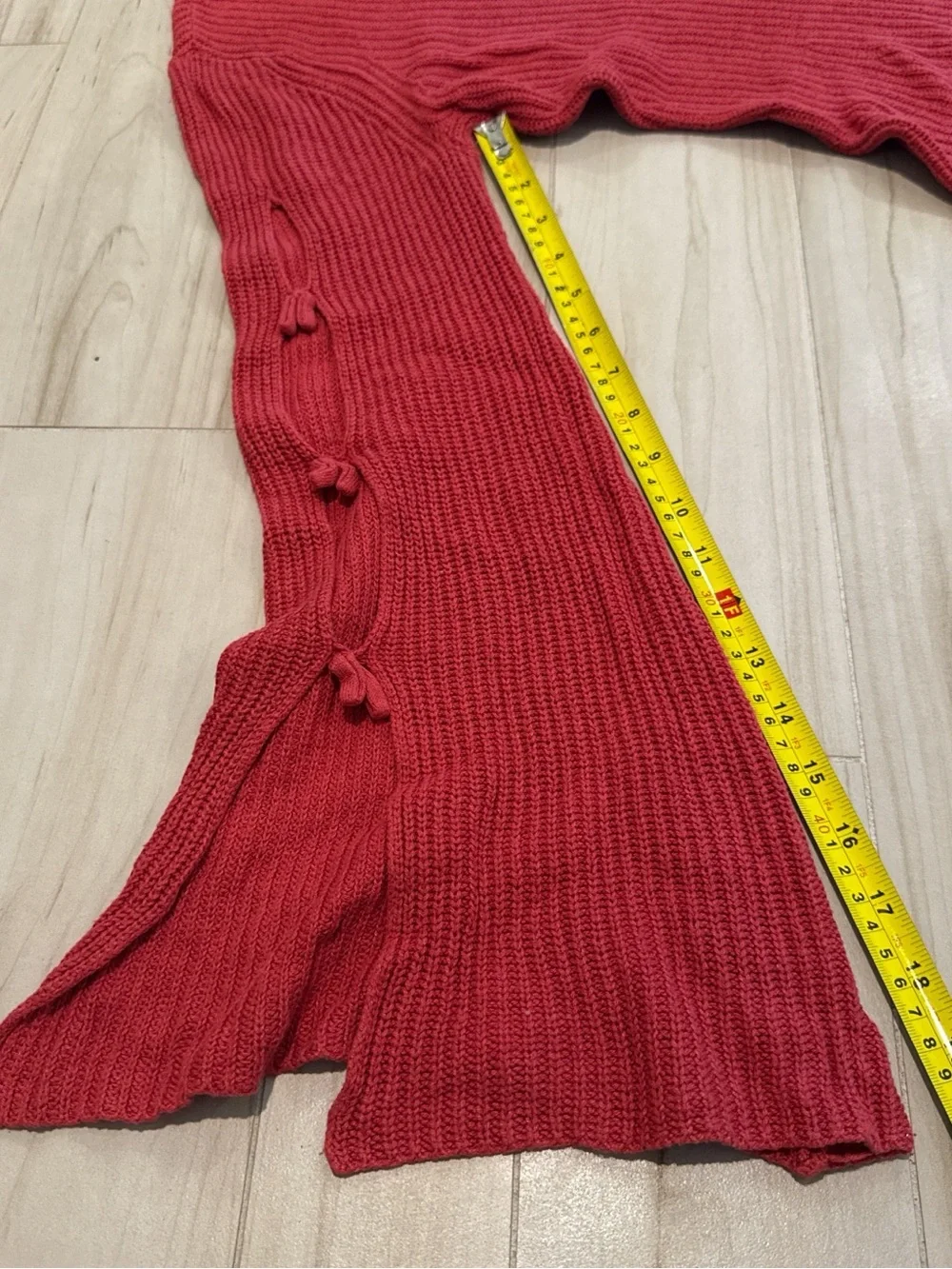 LC Lauren Conrad Coral Ribbed Tie-Sleeve Sweater - Picture 3 of 8